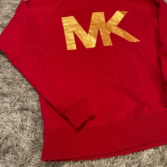 Michael Kors Red with Gold Logo Crewneck Sweatshirt / Sweater / Top - Picture 2 of 7